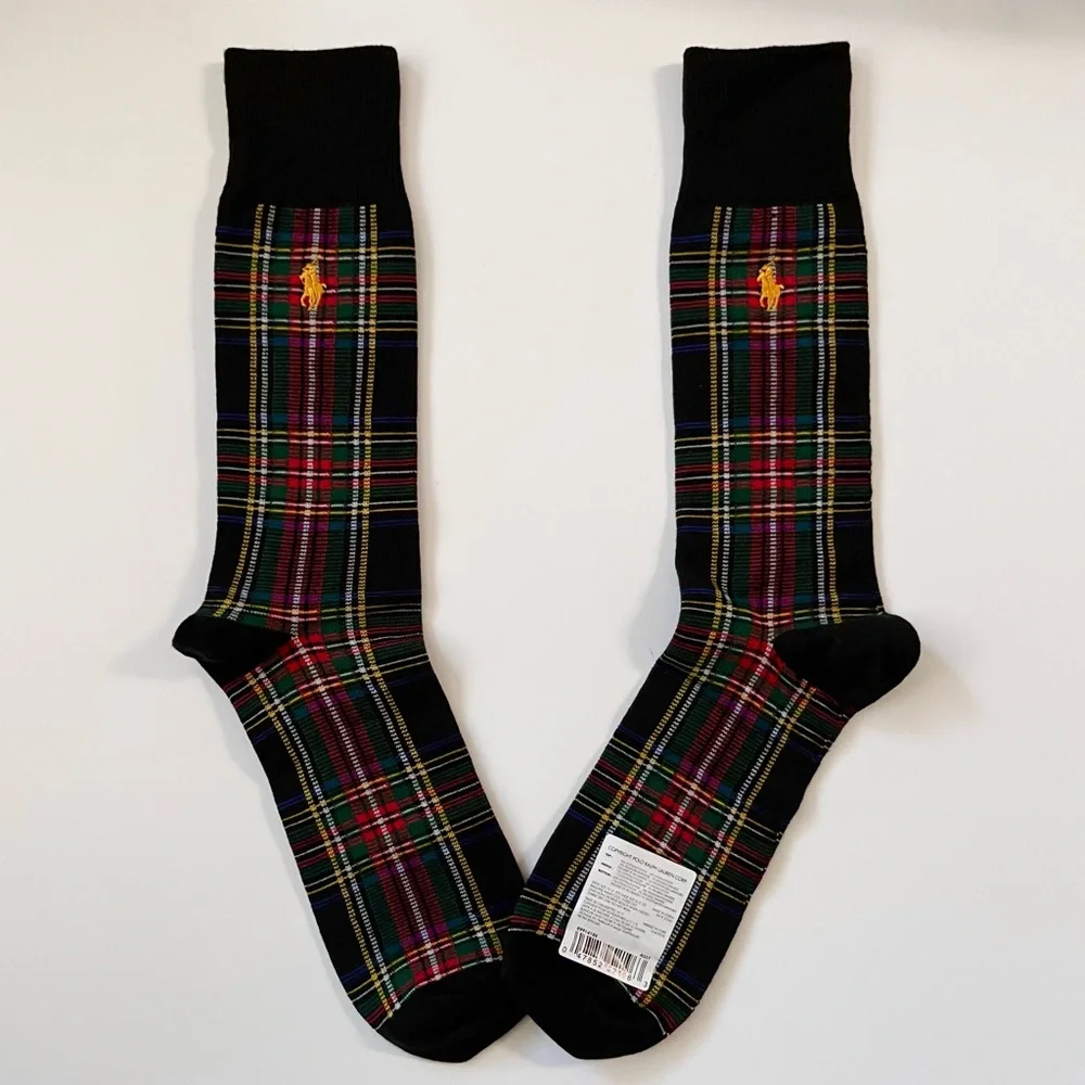 Ralph Lauren Plaid Black long Socks